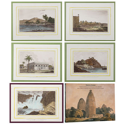 A set of five prints of Delhi & Bihar with book