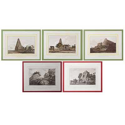 A set of five prints of South India by Daniell