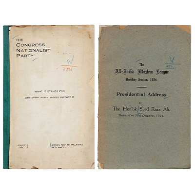 A set of two books (i) THE CONGRESS NATIONALIST PARTY (ii) THE ALL-INDIA MOSLEM LEAGUE BOMBAY SESSION, 1924  