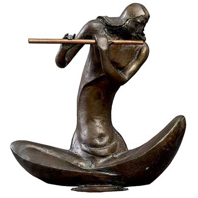 Bronze sculpture of a Krishna playing flute
