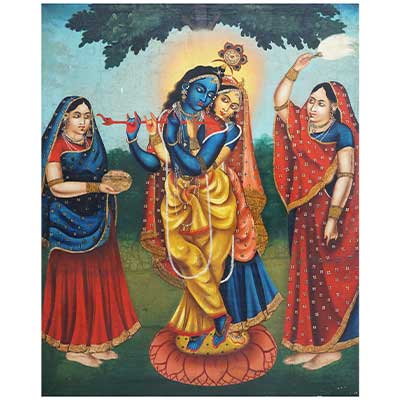 Radha Krishna With Two Gopis