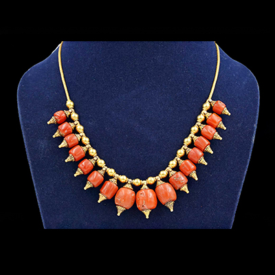 Coral Beads Gold Necklace