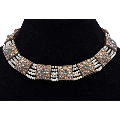 Gold, Sapphire, Enamel and Emerald Necklace
