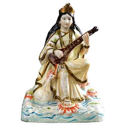 Hand Painted Porcelain figure of  Sarswati