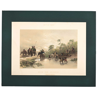 Original Hand Colored Lithograph 'Return from Hog-Hunting' by Charles Hardinge