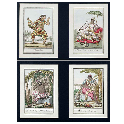 A set of four prints in two mounts by Sauveur, JGS