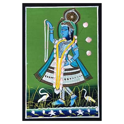 Krishna as Yamuna Ji Original Water-color Painting  from Nathdwara