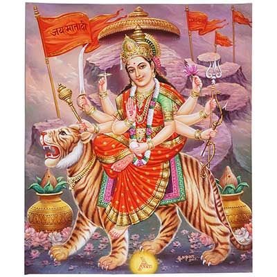 Hand Painted Durga on Lion