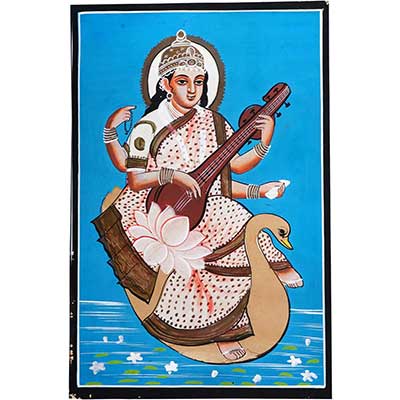 Sarswati ji: Original Water Color Painting from Nathdwara