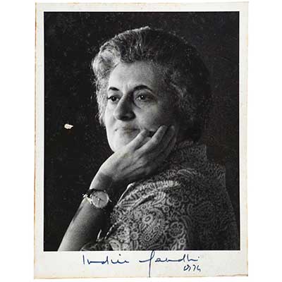 Signed Photograph of  Indira Gandhi