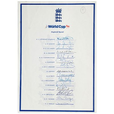 CRICKET WORLD CUP 1999 ENGLAND SQUAD AUTOGRAPHS