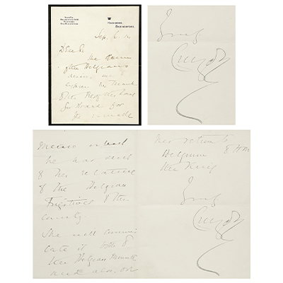 LORD CURZON SIGNED LETTER