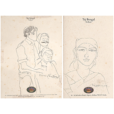 A SET OF TWO UNTITLED SKETCHES ON TAJ BENGAL LETTER HEAD