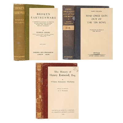 (I) BROKEN EARTHENWARE<br>(II) WHO ONCE EATS OUT OF THE TIN BOWL<br>(III) THE HISTORY OF HENRY ESMOND, ESQ.