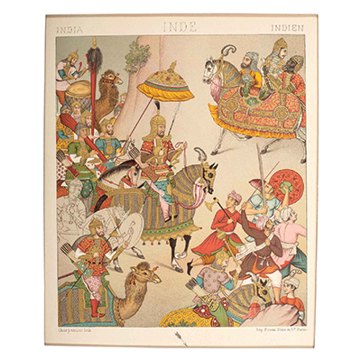 Showing the Mughal Emperor Babur in a India Miniature Painting